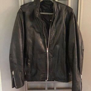 Hudson Leather Moto biker jacket Black leather size 56XXL
